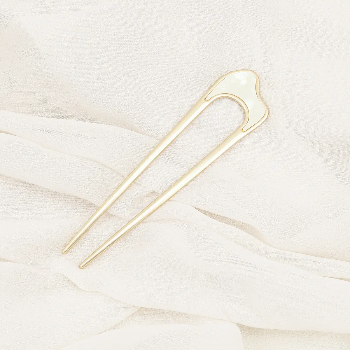 U-shaped Hairpin Peach Rhinestone Hanfu Style - Image 6