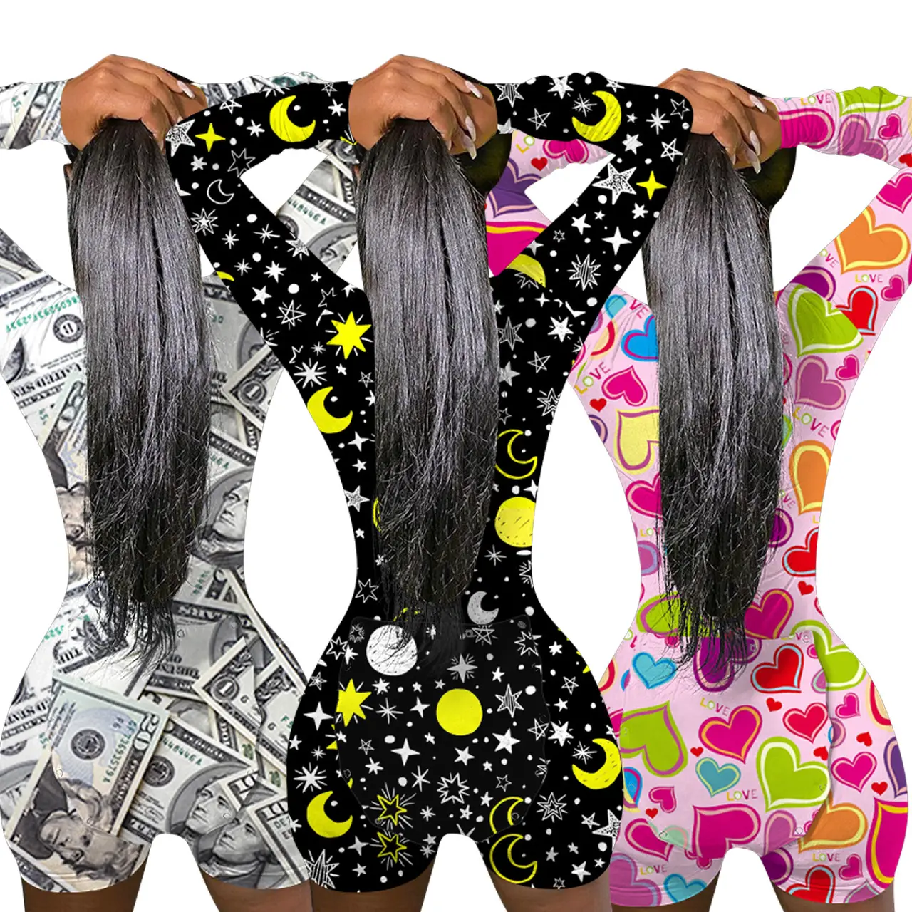 Printed Jumpsuit for Women with Money Print Design