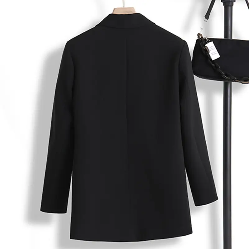 Black Blazer for Women 2026 New Korean Style Loose Mid-Length Casual Elegant Suit Jacket - Image 4