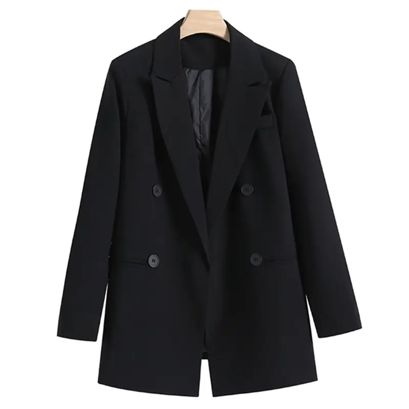 Black Blazer for Women 2026 New Korean Style Loose Mid-Length Casual Elegant Suit Jacket - Image 5