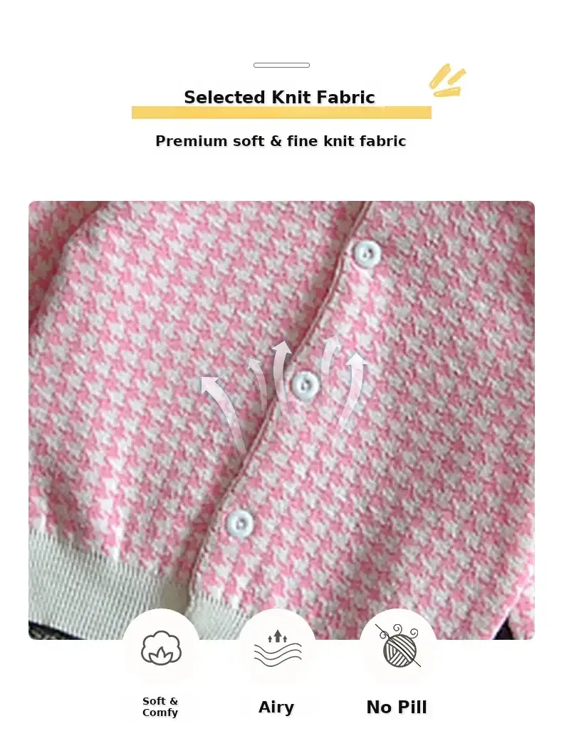 Dangdang tree autumn Korean style Plaid knitted suit children's houndstooth cardigan skirt two-piece Children's suit wholesale — feature 3