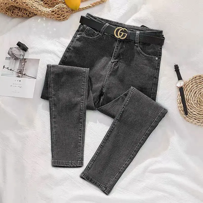 Women Slim Fit Stretch Fleece Jeans 2020 Black - Image 10