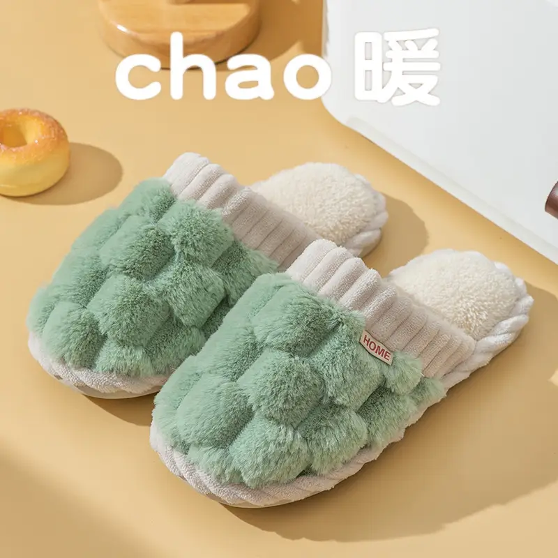 Cixi Cotton Slippers for Women Spring and Autumn Home Use Winter Indoor Non-slip Home Warm Winter Fur Plush Couple Men