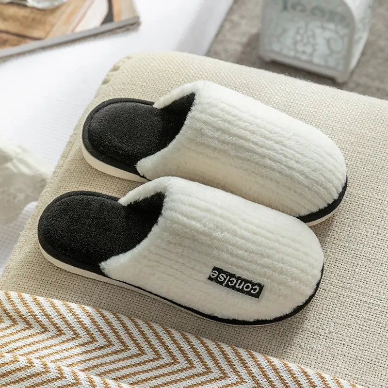 Cixi Cotton Slippers for Women Spring and Autumn Home Use Winter Indoor Non-slip Home Warm Winter Fur Plush Couple Men