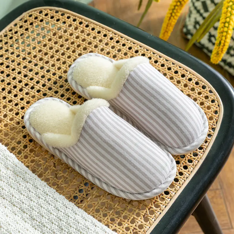 Cixi Cotton Slippers for Women Spring and Autumn Home Use Winter Indoor Non-slip Home Warm Winter Fur Plush Couple Men