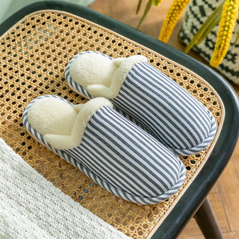 Cixi Cotton Slippers for Women Spring and Autumn Home Use Winter Indoor Non-slip Home Warm Winter Fur Plush Couple Men