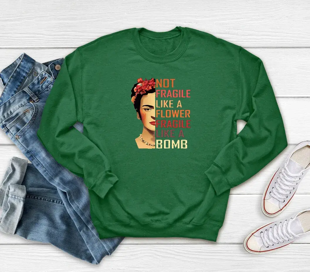 Green Crewneck Sweatshirt with Floral Print