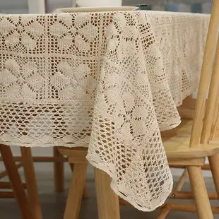 Gardenia Hollow-Out Pure Cotton Crochet Rectangular Tablecloth, Plaid Lace Round Tablecloth, Background Cloth, Lace Tablecloth — feature 9