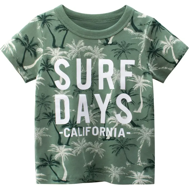Kids Surf T-Shirt Green California Print - Image 5