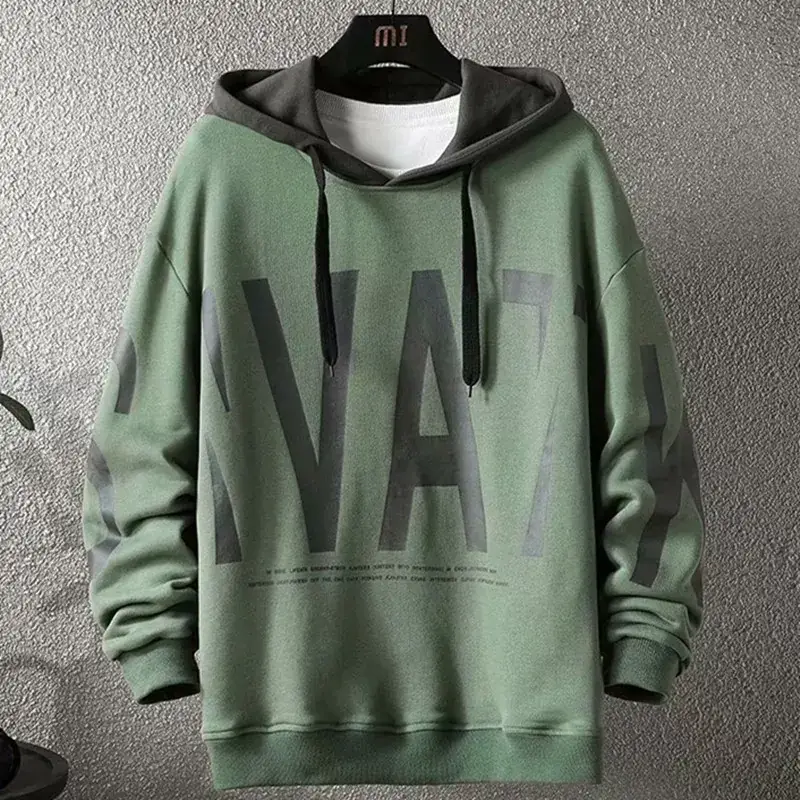 Men's Fleece Hooded Hoodie White Brown - Image 7