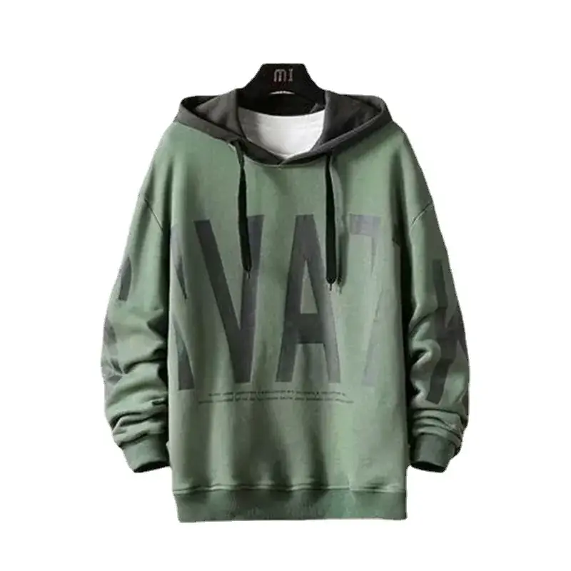 Men's Fleece Hooded Hoodie White Brown - Image 8