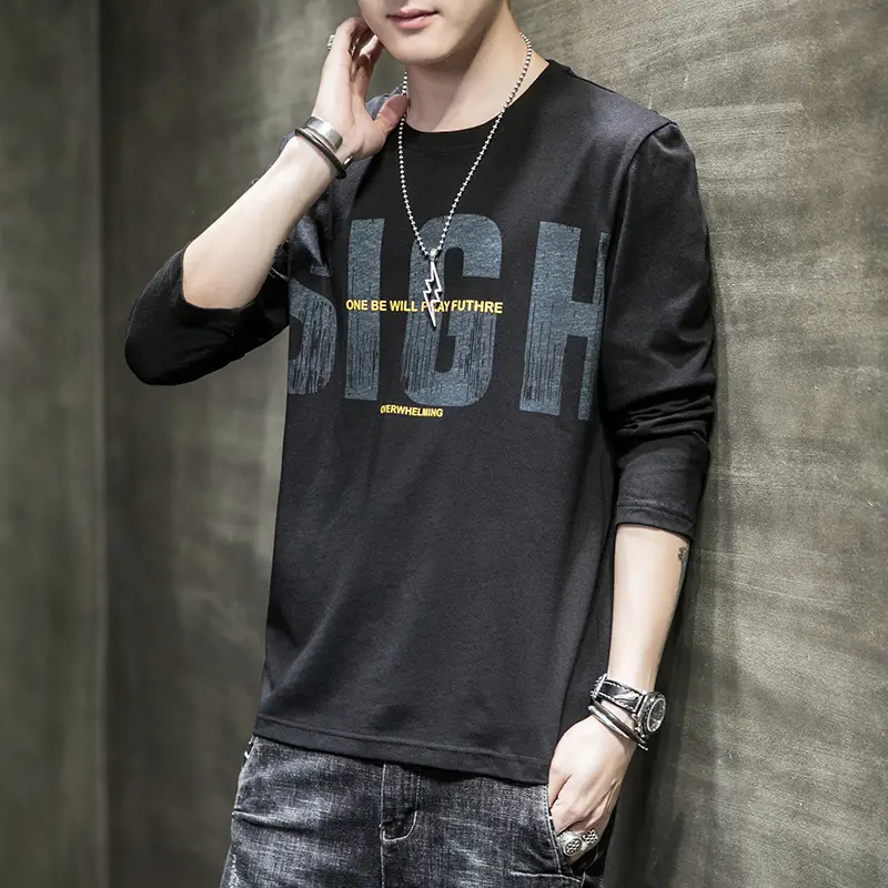 Men Long Sleeve Graphic T-Shirt White 2023