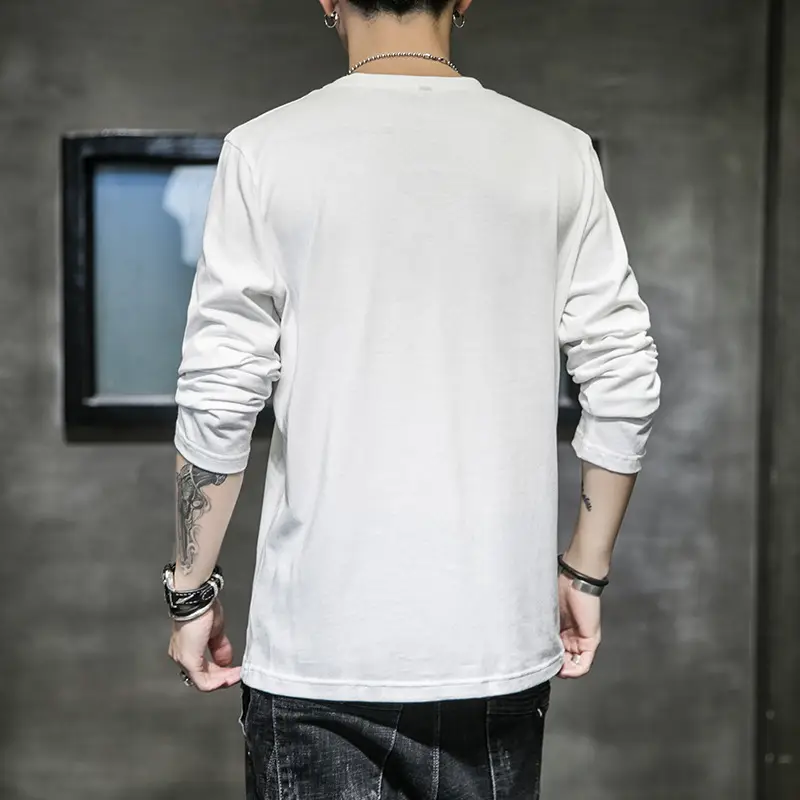 Men Long Sleeve Graphic T-Shirt White 2023
