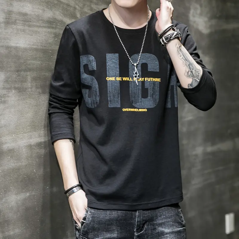 Men Long Sleeve Graphic T-Shirt White 2023