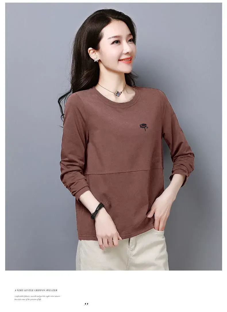 100kg Plus Size Women Korean Long Sleeve T-Shirt Red — feature 7