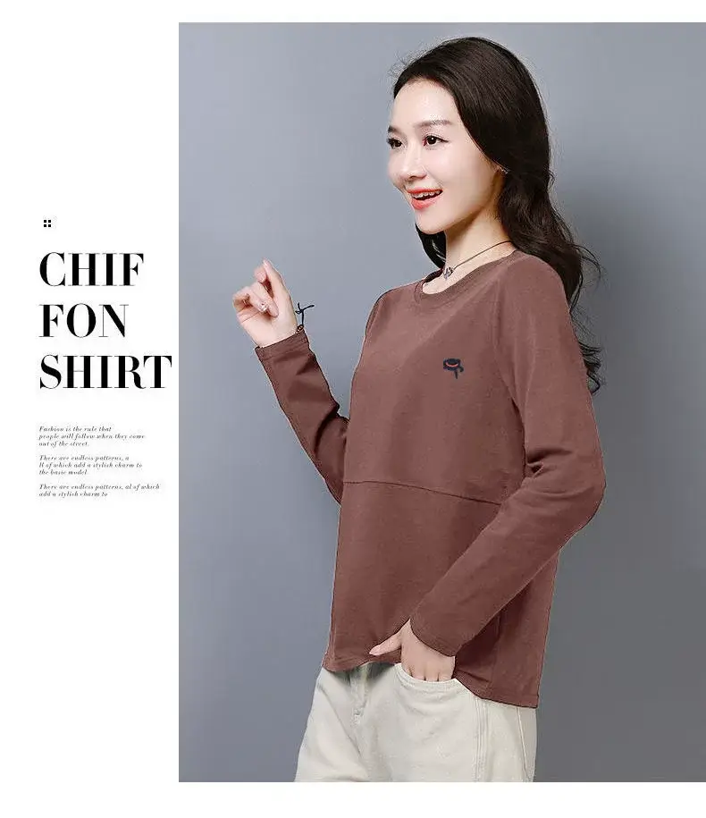 100kg Plus Size Women Korean Long Sleeve T-Shirt Red — feature 8