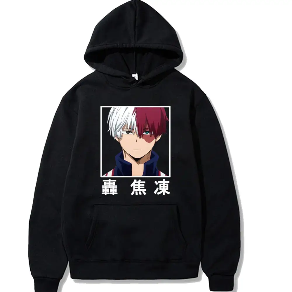 Men Hoodie White Todoroki Shoto Cartoon Print