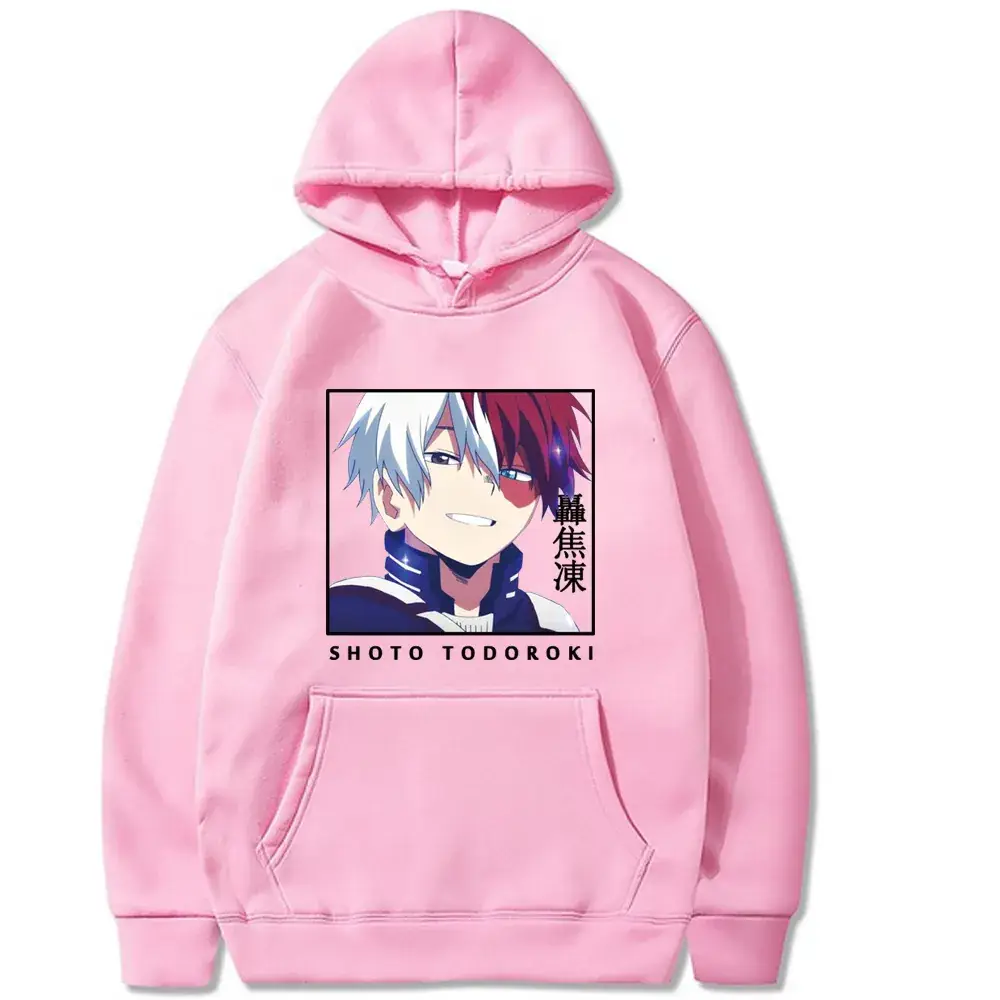 Men Hoodie White Todoroki Shoto Cartoon Print