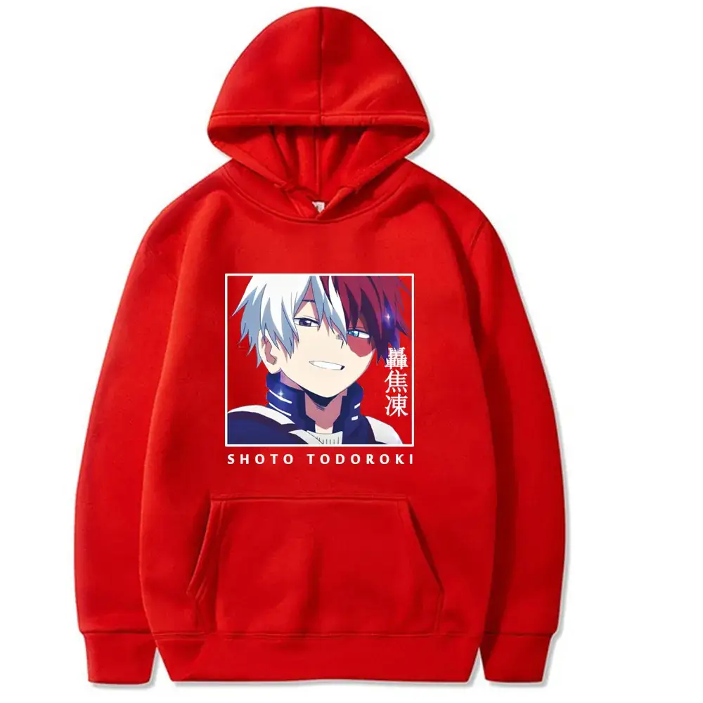 Men Hoodie White Todoroki Shoto Cartoon Print