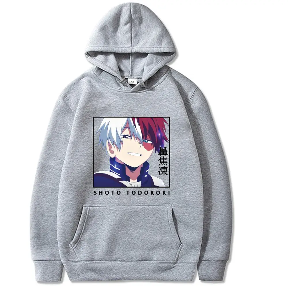 Men Hoodie White Todoroki Shoto Cartoon Print