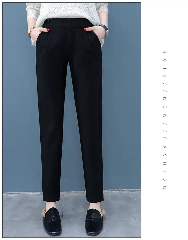 Women Woolen High Waist Slimming Pants Beige — feature 13