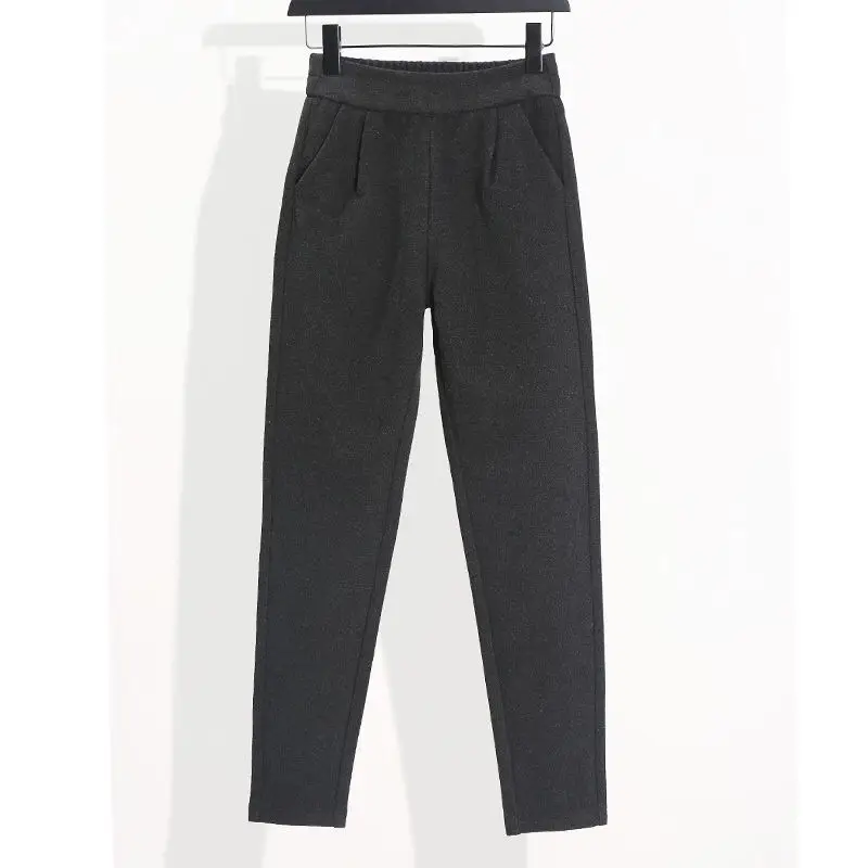 Women Woolen High Waist Slimming Pants Beige