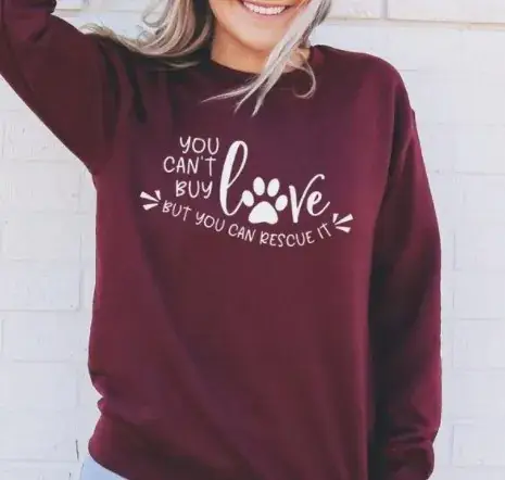 Maroon Long Sleeve Sweatshirt "You Can't Buy Love"