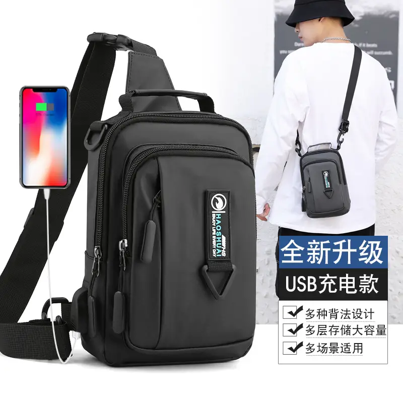 Men's Waterproof Shoulder Messenger Bag Black Multi-Functional - Image 5