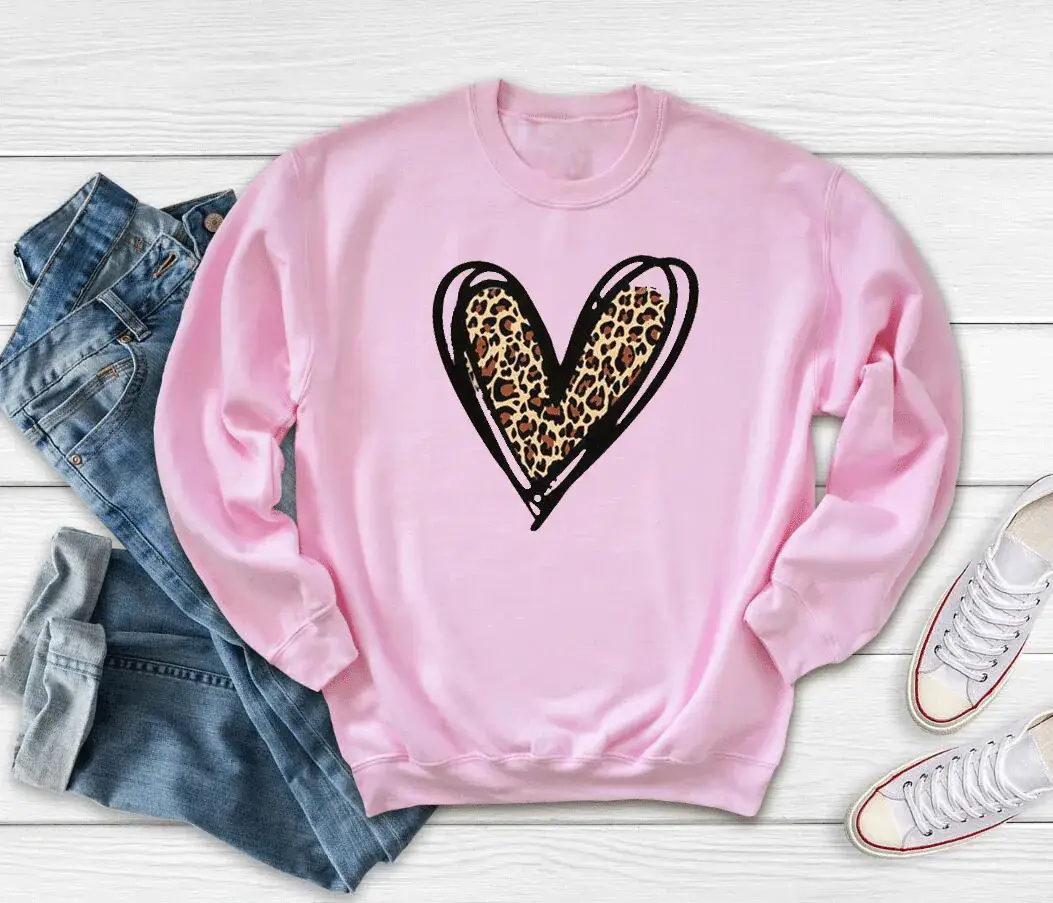 Pink Leopard Print Crewneck Sweatshirt - Image 4