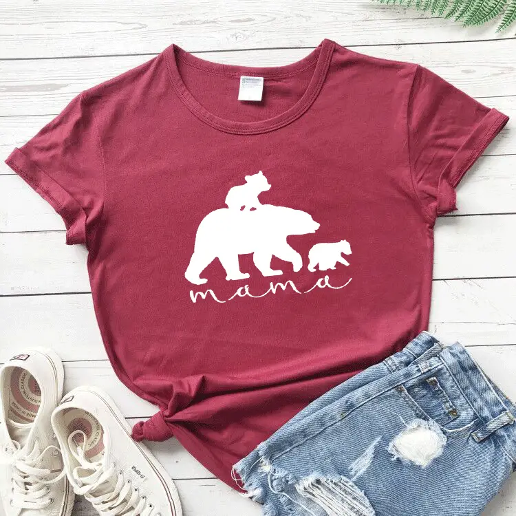 Red T-Shirt Mama Bear Child New Design