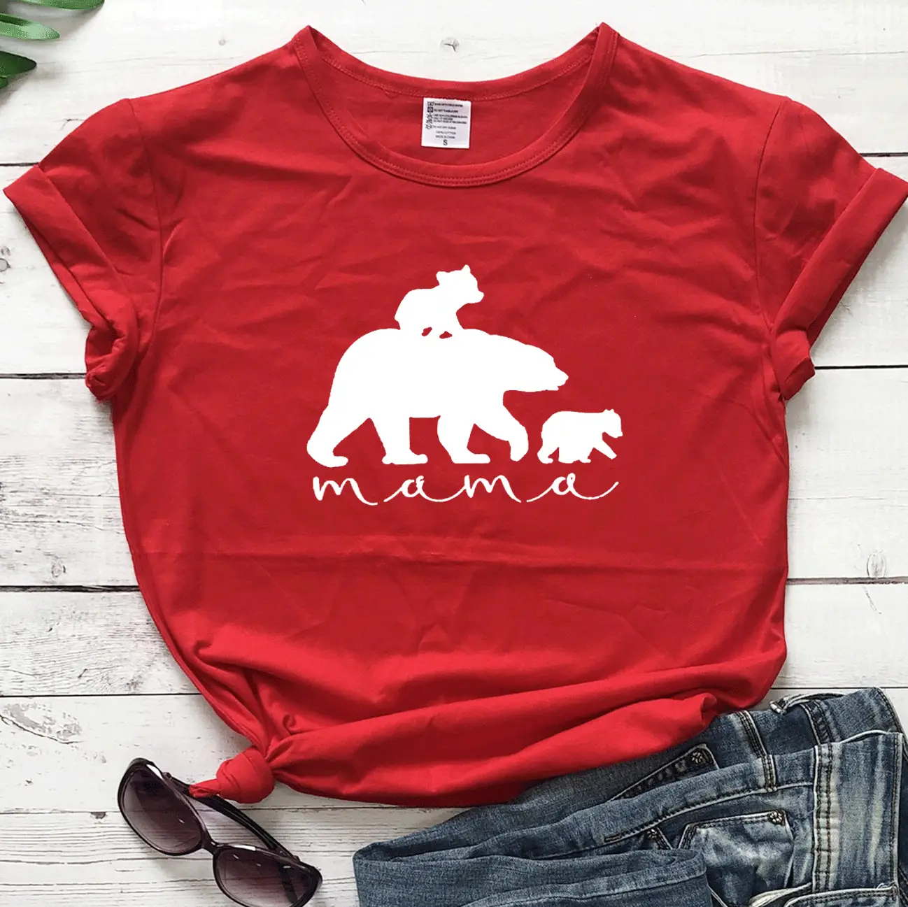 Red T-Shirt Mama Bear Child New Design