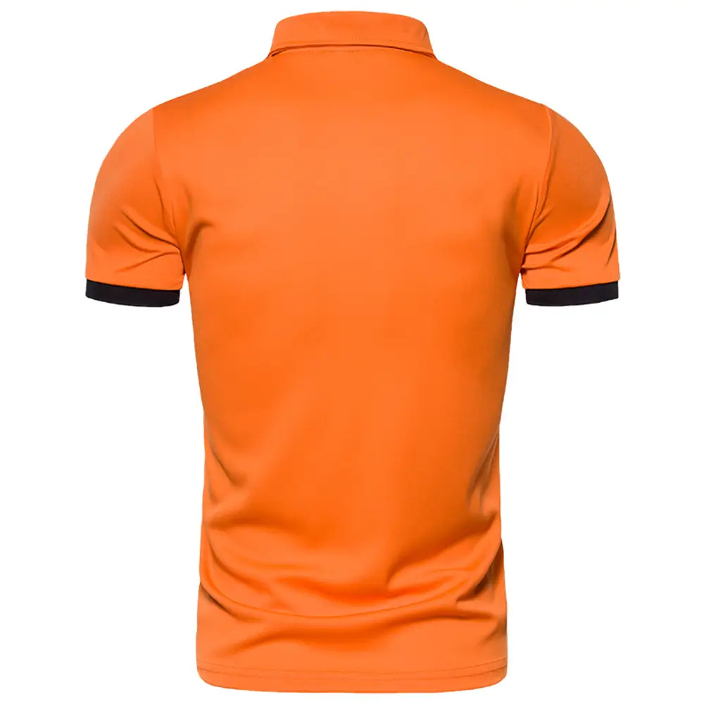 Men Pure Color Polo Shirt Navy Blue Short Sleeve Business Casual — feature 8