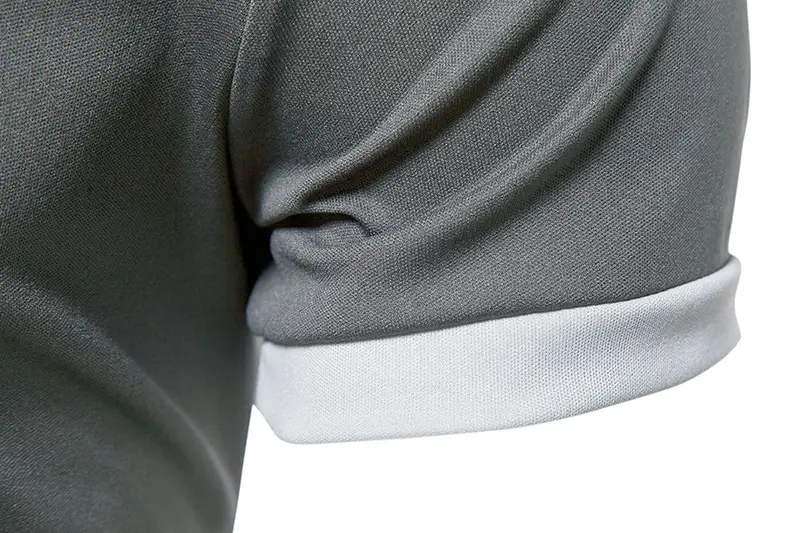 Men Pure Color Polo Shirt Navy Blue Short Sleeve Business Casual — feature 9