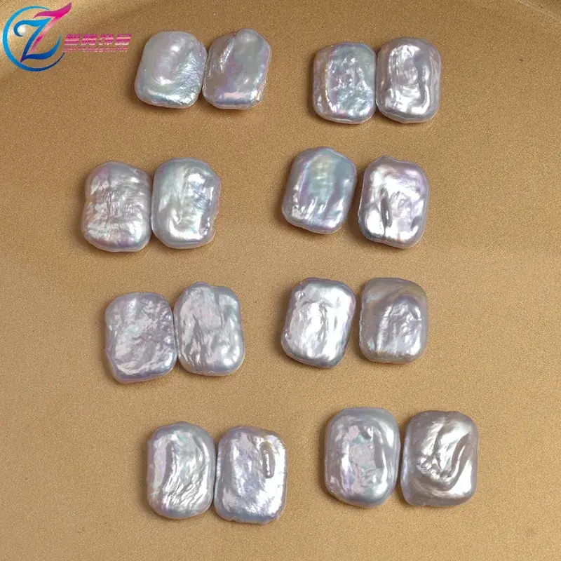 Natural Pearl Baroque Shaped Square 15x19mm Loose Beads - Image 4