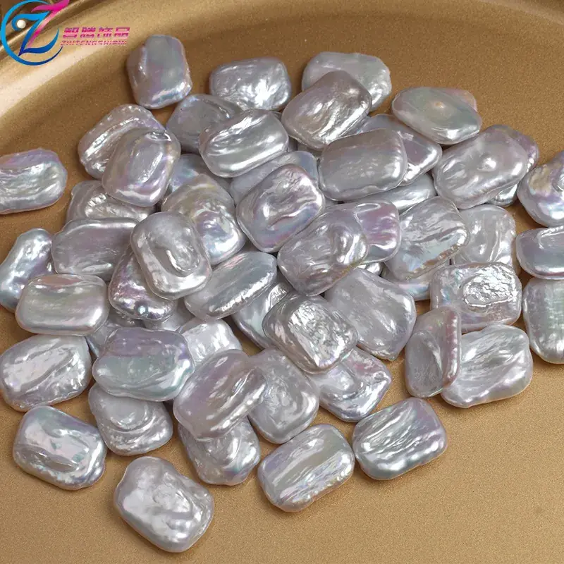 Natural Pearl Baroque Shaped Square 15x19mm Loose Beads - Image 5