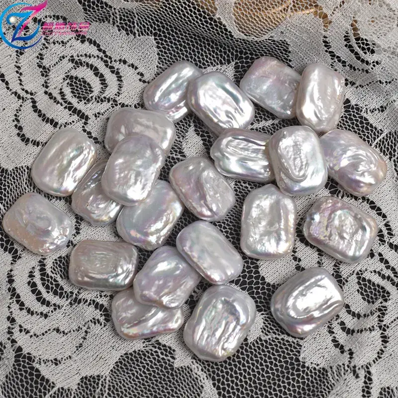 Natural Pearl Baroque Shaped Square 15x19mm Loose Beads - Image 6