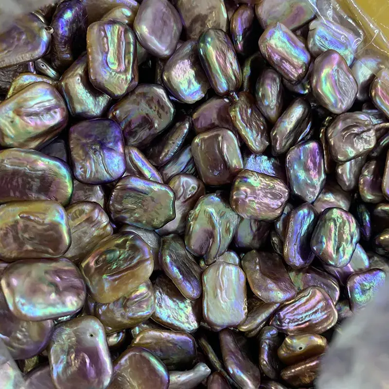Natural Pearl Baroque Shaped Square 15x19mm Loose Beads - Image 2