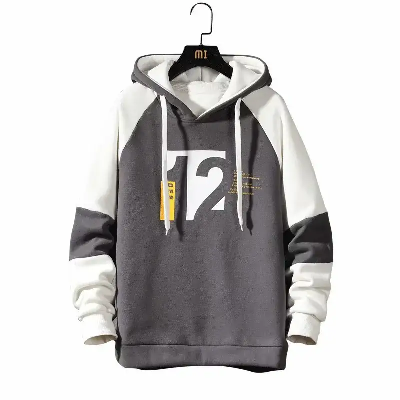 Men's Grey White Fleece Hoodie 12 Design