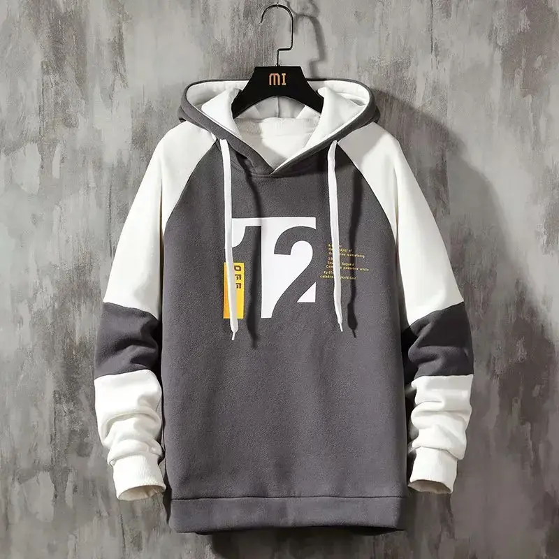 Men's Grey White Fleece Hoodie 12 Design