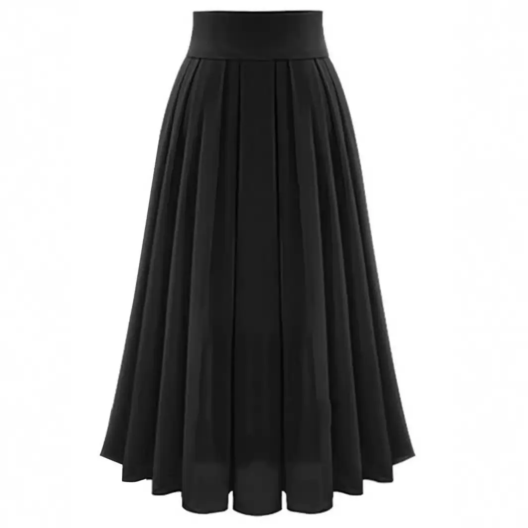 Black Pleated High Waist Skirt for Women Spring Summer - Image 6
