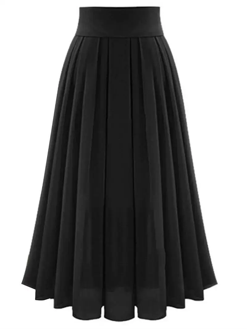 Black Pleated High Waist Skirt for Women Spring Summer — feature 6