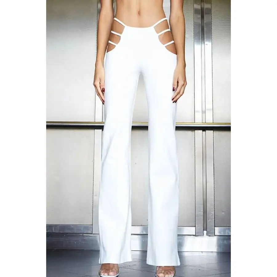 Women's Hollow Waist Flared Pants Low Cut Solid Color — feature 13