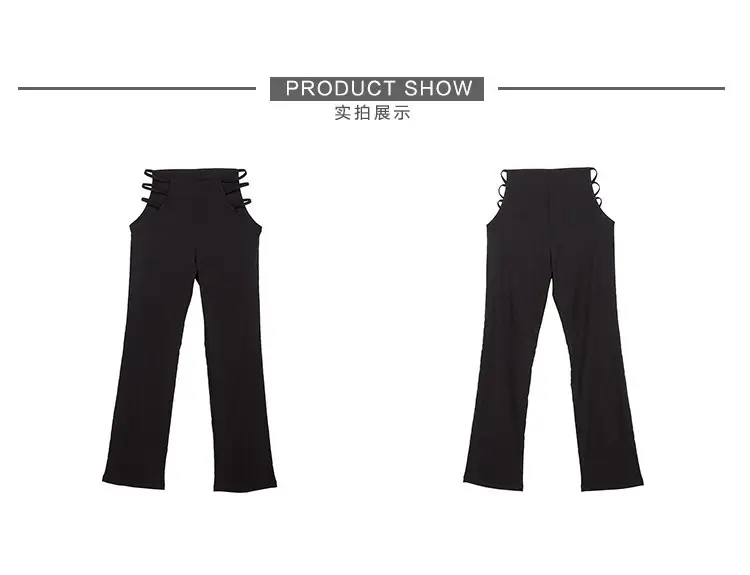Women's Hollow Waist Flared Pants Low Cut Solid Color — feature 16