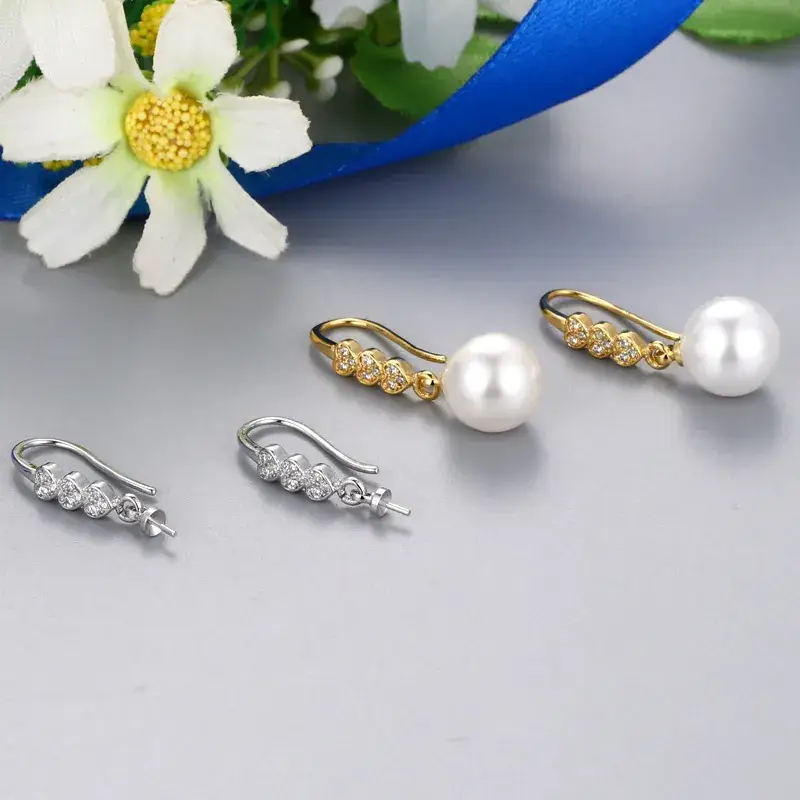 Pearl Heart Inlaid Ear Hooks for Women - Image 6
