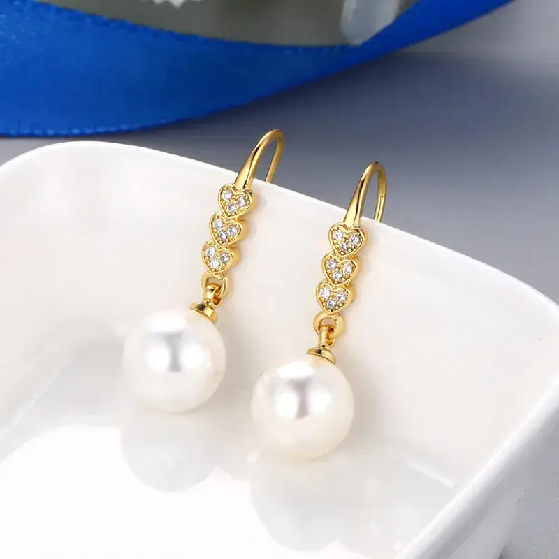 Pearl Heart Inlaid Ear Hooks for Women - Image 7