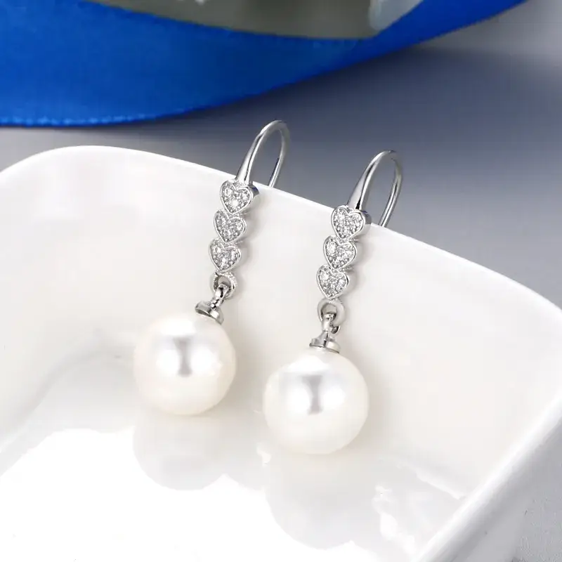 Pearl Heart Inlaid Ear Hooks for Women - Image 8