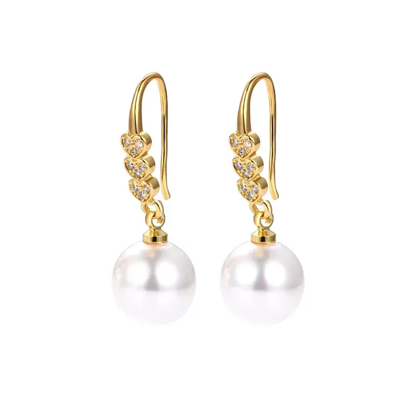 Pearl Heart Inlaid Ear Hooks for Women - Image 9