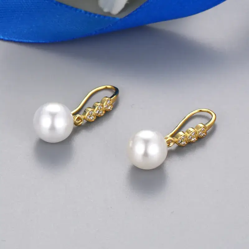 Pearl Heart Inlaid Ear Hooks for Women - Image 2