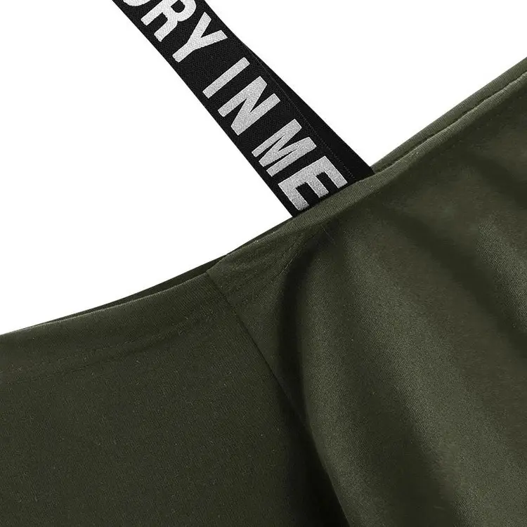 Women's Long Sleeve Sweater with Elastic Strap Solid Green