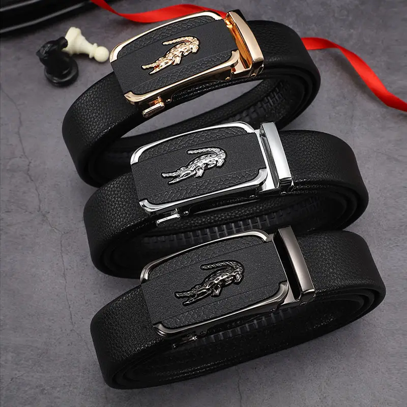 Men's Black Crocodile Belt Automatic Buckle Wholesale - Image 6